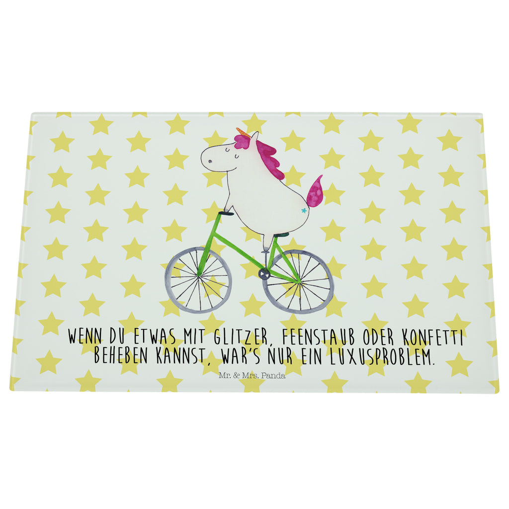 Medium Glas Schneidbrett Einhorn Radfahrer Glasschneidebrett, Schneidebrett, Einhorn, Einhörner, Einhorn Deko, Pegasus, Unicorn, Radfahren, Radfahrer, Rad, Bike, Feenstaub, Konfetti, Luxusproblem, Kummer, Liebeskummer