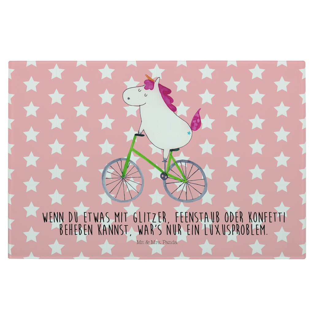 Medium Glas Schneidbrett Einhorn Radfahrer Glasschneidebrett, Schneidebrett, Einhorn, Einhörner, Einhorn Deko, Pegasus, Unicorn, Radfahren, Radfahrer, Rad, Bike, Feenstaub, Konfetti, Luxusproblem, Kummer, Liebeskummer