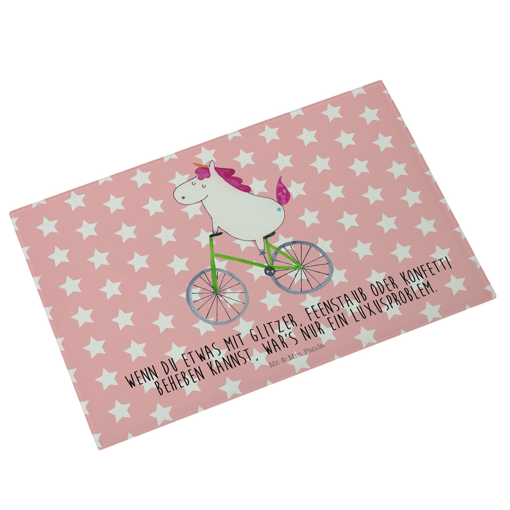 Medium Glas Schneidbrett Einhorn Radfahrer Glasschneidebrett, Schneidebrett, Einhorn, Einhörner, Einhorn Deko, Pegasus, Unicorn, Radfahren, Radfahrer, Rad, Bike, Feenstaub, Konfetti, Luxusproblem, Kummer, Liebeskummer