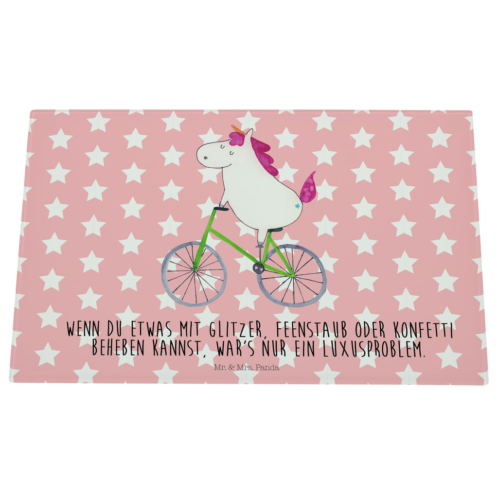 Medium Glas Schneidbrett Einhorn Radfahrer Glasschneidebrett, Schneidebrett, Einhorn, Einhörner, Einhorn Deko, Pegasus, Unicorn, Radfahren, Radfahrer, Rad, Bike, Feenstaub, Konfetti, Luxusproblem, Kummer, Liebeskummer