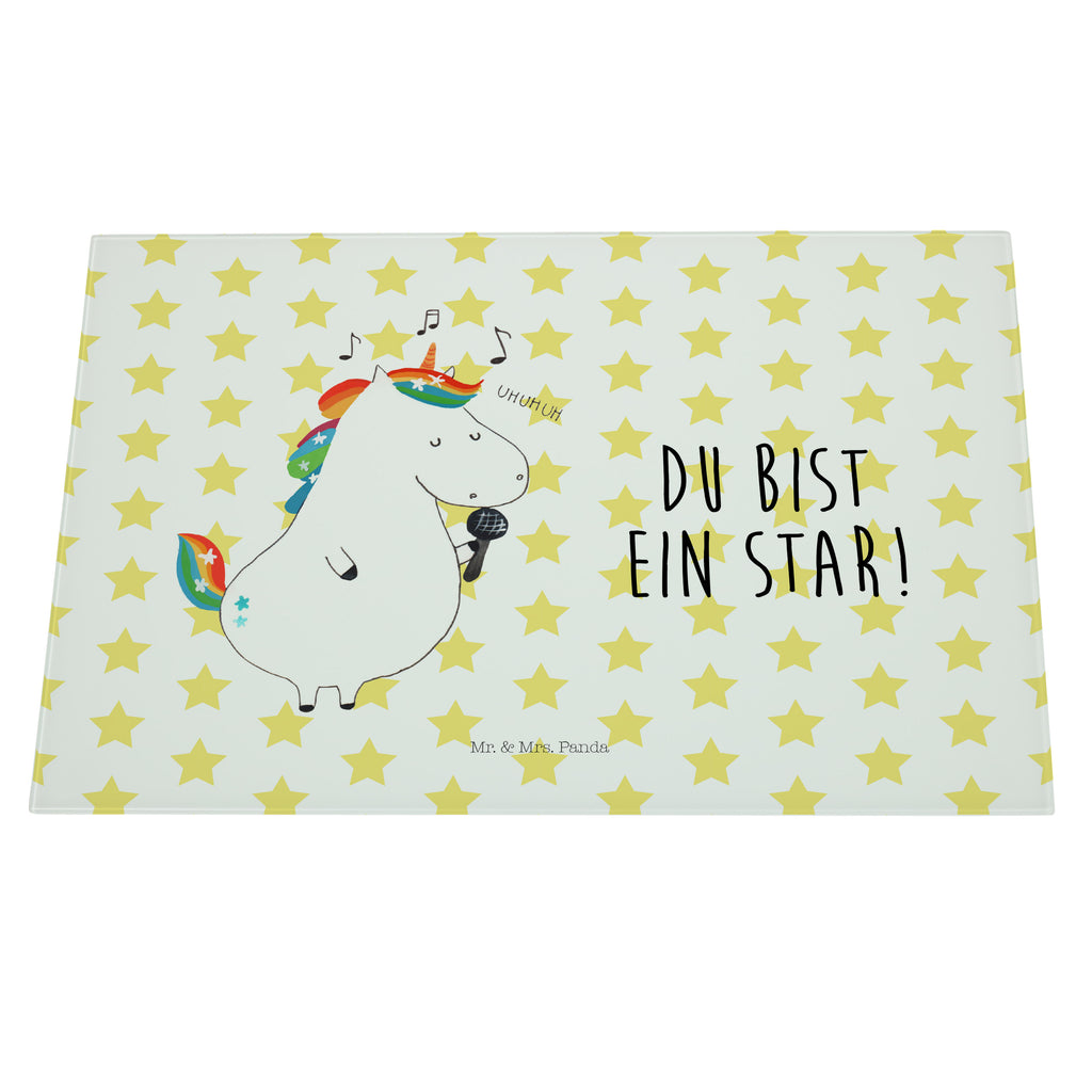 XL Glas Schneidbrett Einhorn Sänger Glasschneidebrett, Schneidebrett, Frühstücksbrett, Küche, Einhorn, Einhörner, Einhorn Deko, Pegasus, Unicorn, Glitzer, Konfetti, Party, Geburtstag, Feier, Fest, Disco, Sängerin, Sänger, Freundin