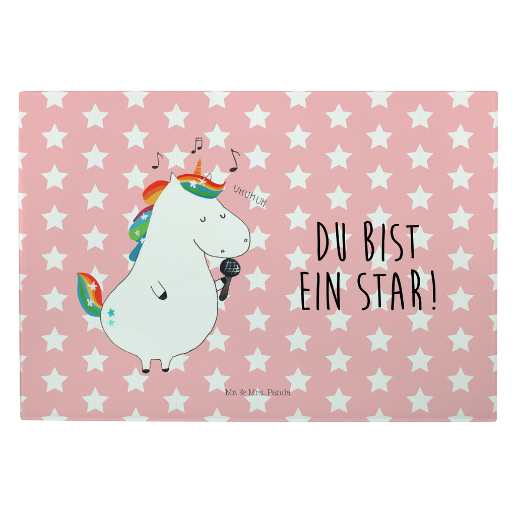 XL Glas Schneidbrett Einhorn Sänger Glasschneidebrett, Schneidebrett, Frühstücksbrett, Küche, Einhorn, Einhörner, Einhorn Deko, Pegasus, Unicorn, Glitzer, Konfetti, Party, Geburtstag, Feier, Fest, Disco, Sängerin, Sänger, Freundin