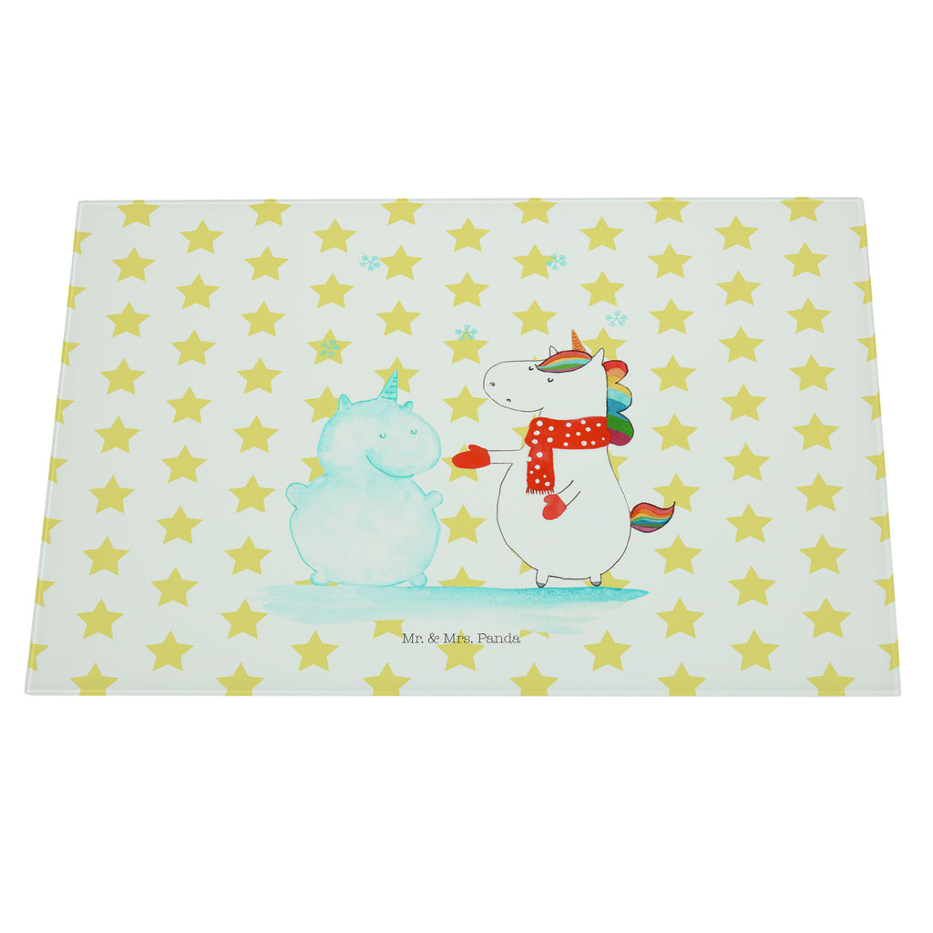 XL Glas Schneidbrett Einhorn Schneemann Glasschneidebrett, Schneidebrett, Frühstücksbrett, Küche, Einhorn, Einhörner, Einhorn Deko, Pegasus, Unicorn, Schneemann, Winter, Schnee, Kuchen, Weihnachten, kalt, Mütze, Handschuhe, X-Mas