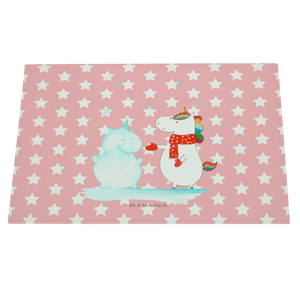 XL Glas Schneidbrett Einhorn Schneemann Glasschneidebrett, Schneidebrett, Frühstücksbrett, Küche, Einhorn, Einhörner, Einhorn Deko, Pegasus, Unicorn, Schneemann, Winter, Schnee, Kuchen, Weihnachten, kalt, Mütze, Handschuhe, X-Mas