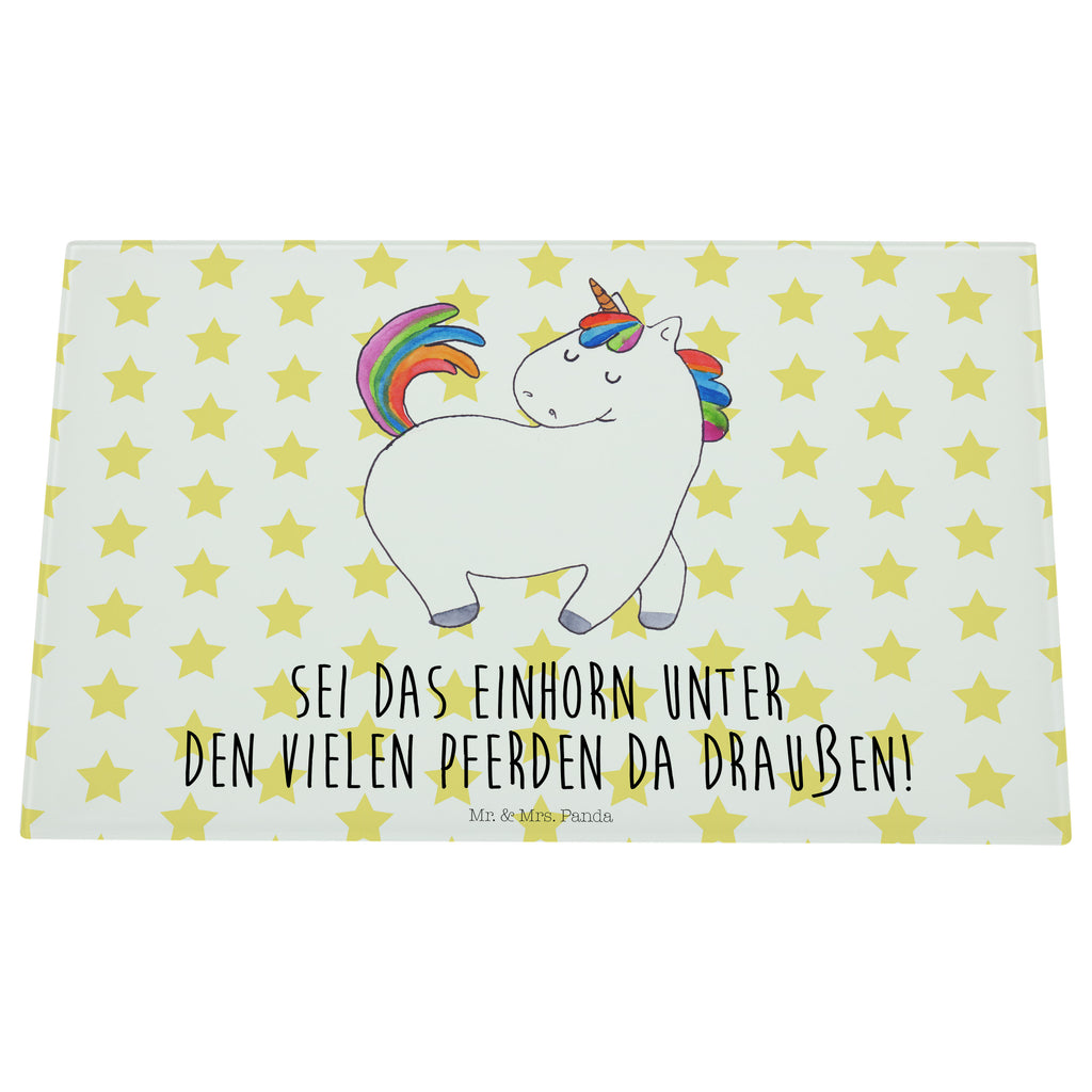 Medium Glas Schneidbrett Einhorn stolzierend Glasschneidebrett, Schneidebrett, Einhorn, Einhörner, Einhorn Deko, Pegasus, Unicorn, stolz, anders, bunt, Pferd, Reiter, Reiten, Freundin, Geschenk