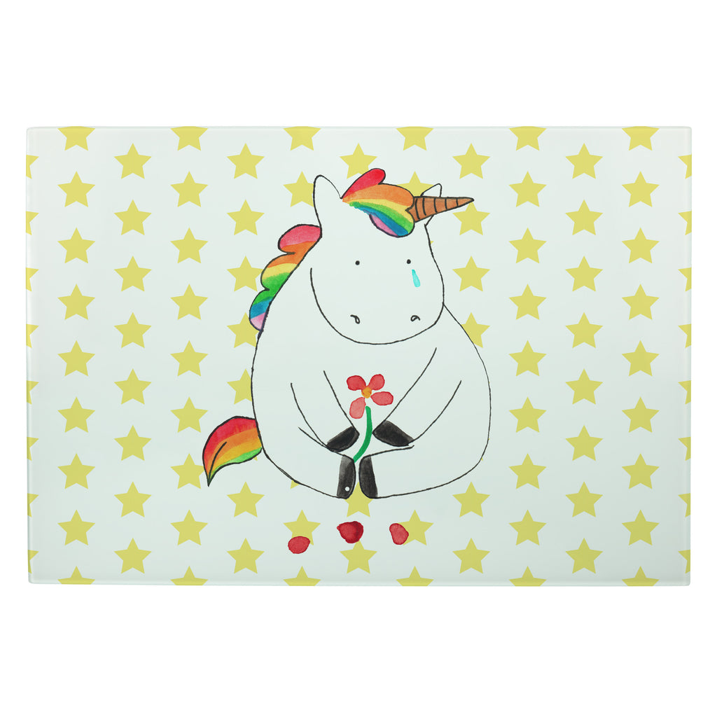 XL Glas Schneidbrett Einhorn Traurig Glasschneidebrett, Schneidebrett, Frühstücksbrett, Küche, Einhorn, Einhörner, Einhorn Deko, Pegasus, Unicorn, Glitzer, Trösten. Freundschaft, Freunde, Liebe, Trauer, Grußkarte, Blume