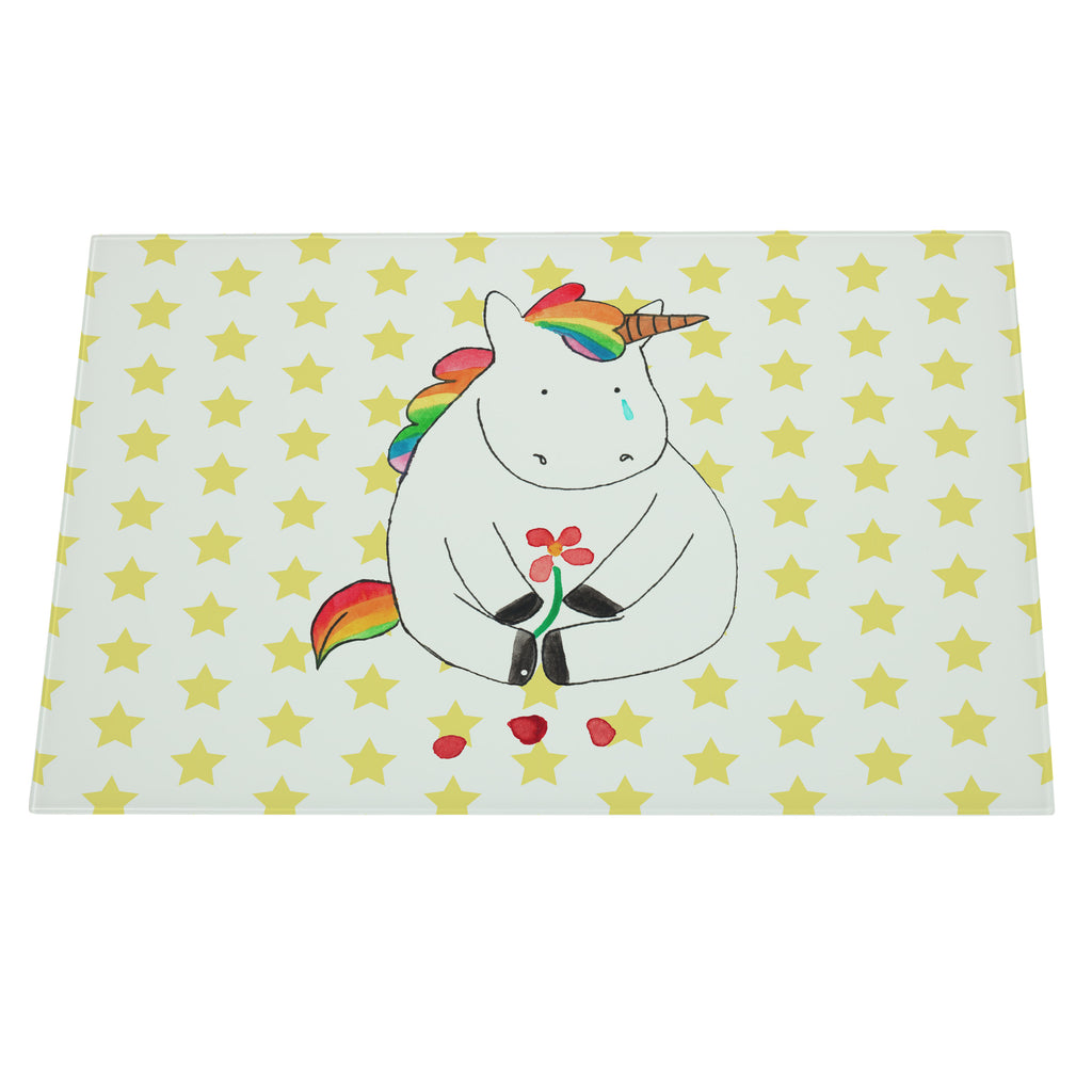XL Glas Schneidbrett Einhorn Traurig Glasschneidebrett, Schneidebrett, Frühstücksbrett, Küche, Einhorn, Einhörner, Einhorn Deko, Pegasus, Unicorn, Glitzer, Trösten. Freundschaft, Freunde, Liebe, Trauer, Grußkarte, Blume