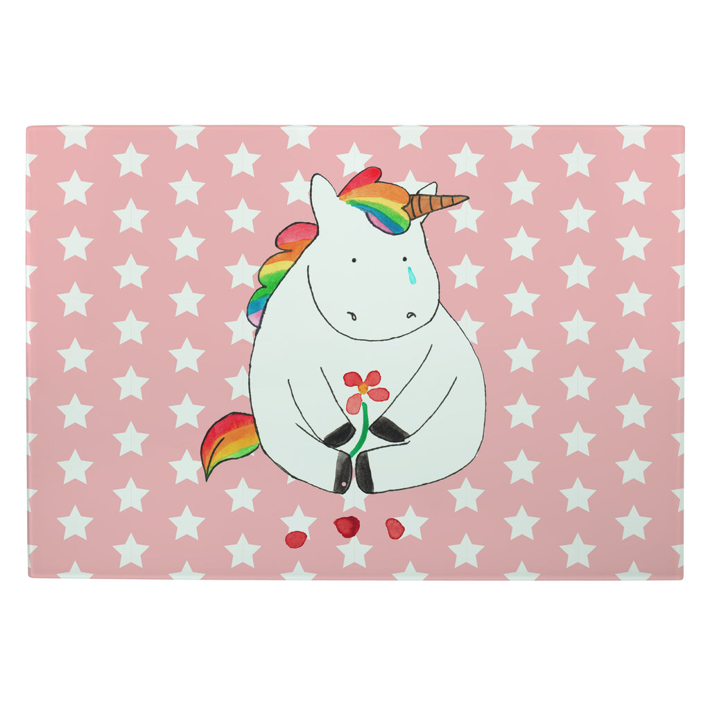 XL Glas Schneidbrett Einhorn Traurig Glasschneidebrett, Schneidebrett, Frühstücksbrett, Küche, Einhorn, Einhörner, Einhorn Deko, Pegasus, Unicorn, Glitzer, Trösten. Freundschaft, Freunde, Liebe, Trauer, Grußkarte, Blume