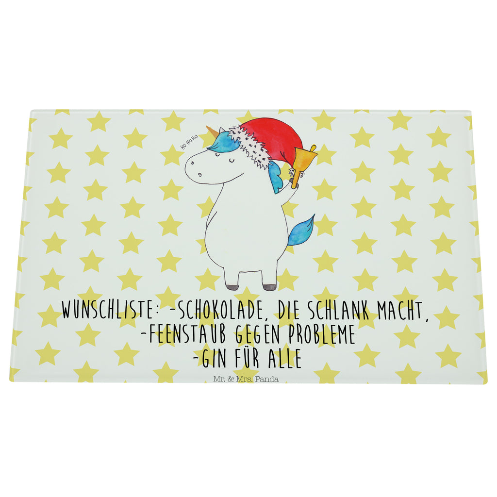 Medium Glas Schneidbrett Einhorn Weihnachtsmann Glasschneidebrett, Schneidebrett, Einhorn, Einhörner, Einhorn Deko, Pegasus, Unicorn, Gin, Schokolade, Schoki, Weihnachten, Weihnachtsmann, Nikolaus, Wunschzettel, Wunschliste, Feenstaub