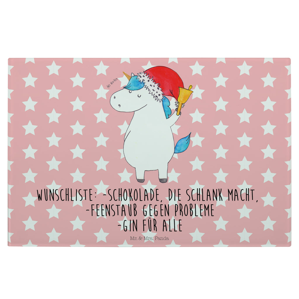 Medium Glas Schneidbrett Einhorn Weihnachtsmann Glasschneidebrett, Schneidebrett, Einhorn, Einhörner, Einhorn Deko, Pegasus, Unicorn, Gin, Schokolade, Schoki, Weihnachten, Weihnachtsmann, Nikolaus, Wunschzettel, Wunschliste, Feenstaub