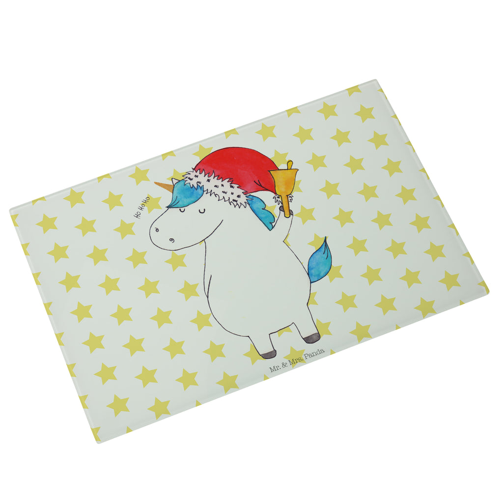 Medium Glas Schneidbrett Einhorn Weihnachtsmann Glasschneidebrett, Schneidebrett, Einhorn, Einhörner, Einhorn Deko, Pegasus, Unicorn, Gin, Schokolade, Schoki, Weihnachten, Weihnachtsmann, Nikolaus, Wunschzettel, Wunschliste, Feenstaub