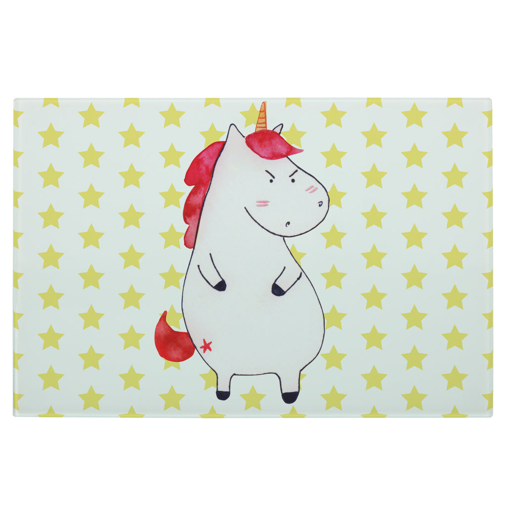 Medium Glas Schneidbrett Einhorn wütend Glasschneidebrett, Schneidebrett, Einhorn, Einhörner, Einhorn Deko, Pegasus, Unicorn, Realität, Ansage, lustlos, nein, Büro, Arbeit, wütend, dumme Fragen, lustig, Spaß, Geschenk