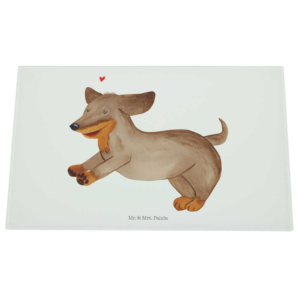 Medium Glas Schneidbrett Hund Dackel fröhlich Glasschneidebrett, Schneidebrett, Hund, Hundemotiv, Haustier, Hunderasse, Tierliebhaber, Hundebesitzer, Sprüche, Hunde, Dackel, Dachshund, happy dog