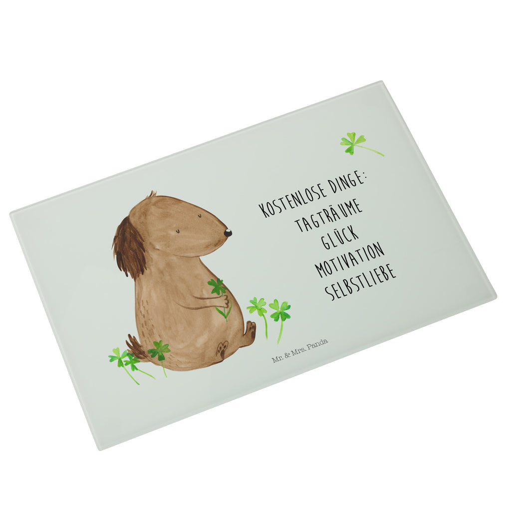 Medium Glas Schneidbrett Hund Kleeblatt Glasschneidebrett, Schneidebrett, Hund, Hundemotiv, Haustier, Hunderasse, Tierliebhaber, Hundebesitzer, Sprüche, Kleeblatt, Glück, Tagträume, Motivation, Neuanfang, Geschenk, Glücksbringer, Selbstliebe, Achtsamkeit