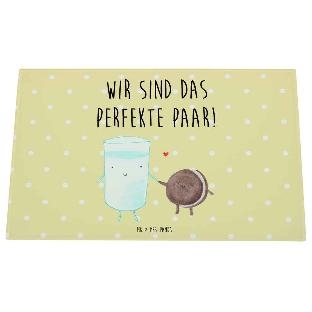 Medium Glas Schneidbrett Milch & Keks Glasschneidebrett, Schneidebrett, Tiermotive, Gute Laune, lustige Sprüche, Tiere, Milk, Cookie, Milch, Keks, Kekse, Kaffee, Einladung Frühstück, Motiv süß, romantisch, perfektes Paar