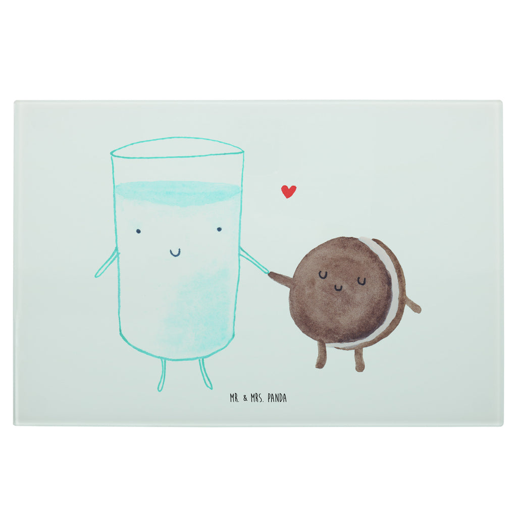Medium Glas Schneidbrett Milch & Keks Glasschneidebrett, Schneidebrett, Tiermotive, Gute Laune, lustige Sprüche, Tiere, Milk, Cookie, Milch, Keks, Kekse, Kaffee, Einladung Frühstück, Motiv süß, romantisch, perfektes Paar