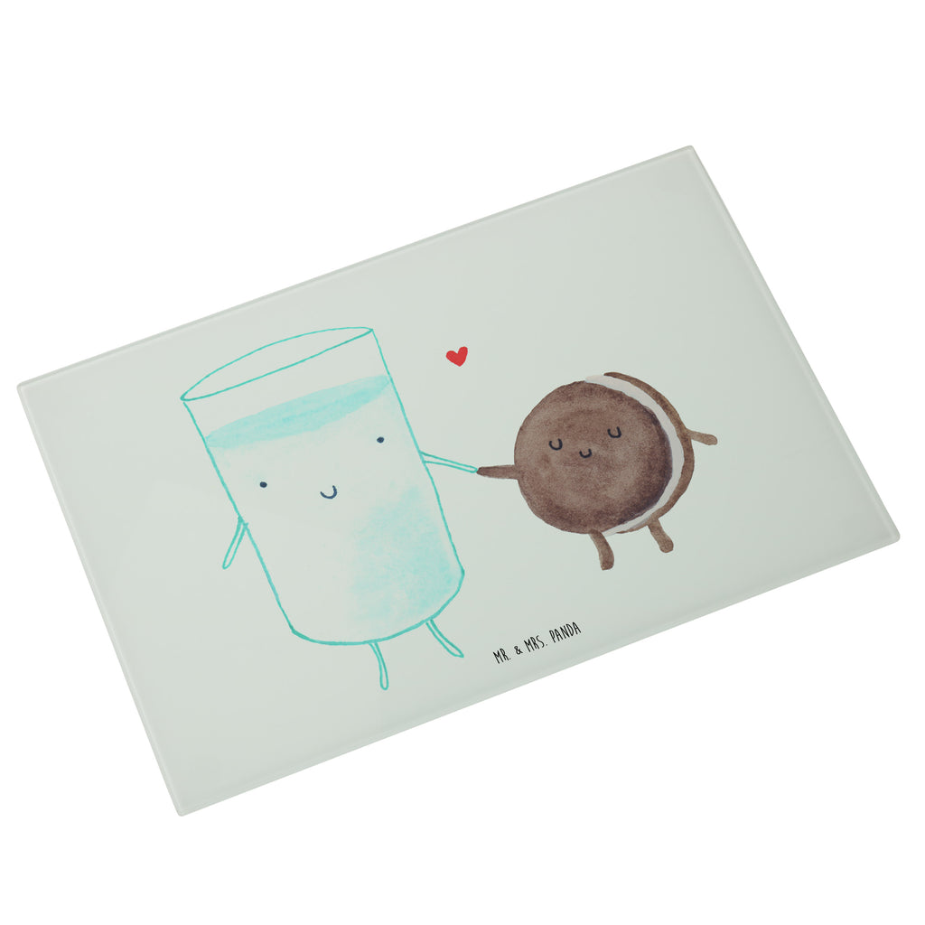 Medium Glas Schneidbrett Milch & Keks Glasschneidebrett, Schneidebrett, Tiermotive, Gute Laune, lustige Sprüche, Tiere, Milk, Cookie, Milch, Keks, Kekse, Kaffee, Einladung Frühstück, Motiv süß, romantisch, perfektes Paar