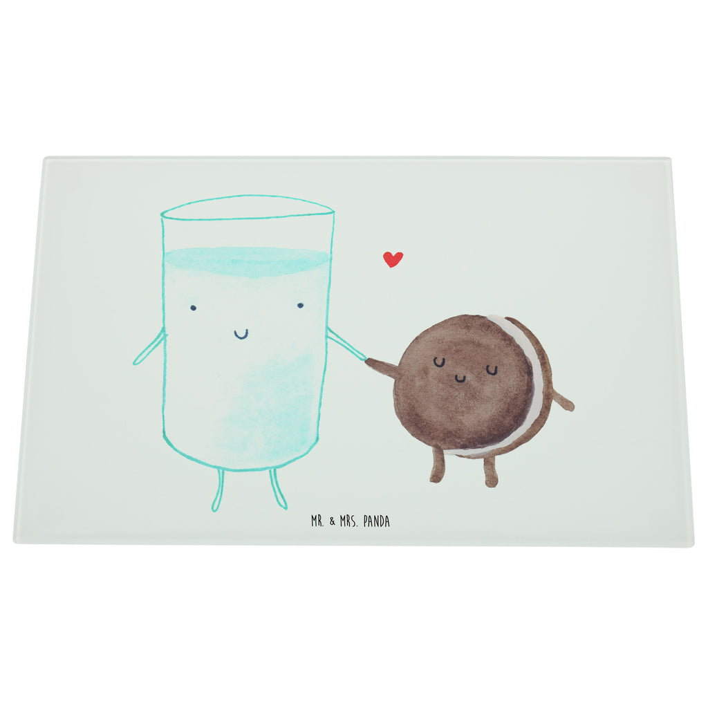 Medium Glas Schneidbrett Milch & Keks Glasschneidebrett, Schneidebrett, Tiermotive, Gute Laune, lustige Sprüche, Tiere, Milk, Cookie, Milch, Keks, Kekse, Kaffee, Einladung Frühstück, Motiv süß, romantisch, perfektes Paar