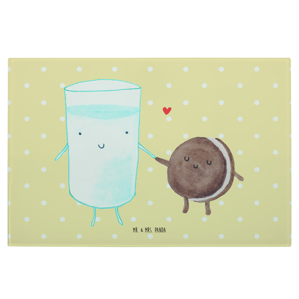 Medium Glas Schneidbrett Milch & Keks Glasschneidebrett, Schneidebrett, Tiermotive, Gute Laune, lustige Sprüche, Tiere, Milk, Cookie, Milch, Keks, Kekse, Kaffee, Einladung Frühstück, Motiv süß, romantisch, perfektes Paar