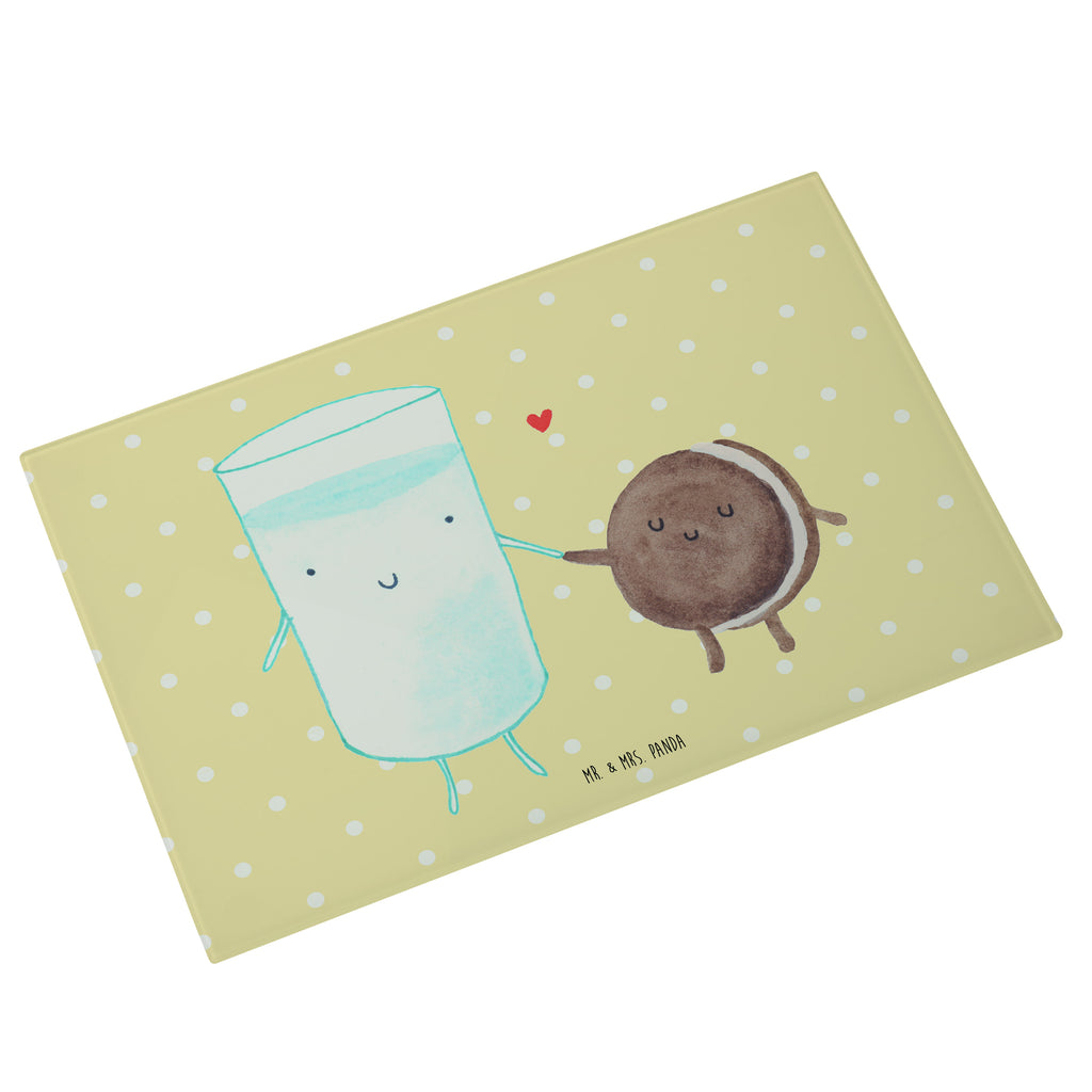 Medium Glas Schneidbrett Milch & Keks Glasschneidebrett, Schneidebrett, Tiermotive, Gute Laune, lustige Sprüche, Tiere, Milk, Cookie, Milch, Keks, Kekse, Kaffee, Einladung Frühstück, Motiv süß, romantisch, perfektes Paar