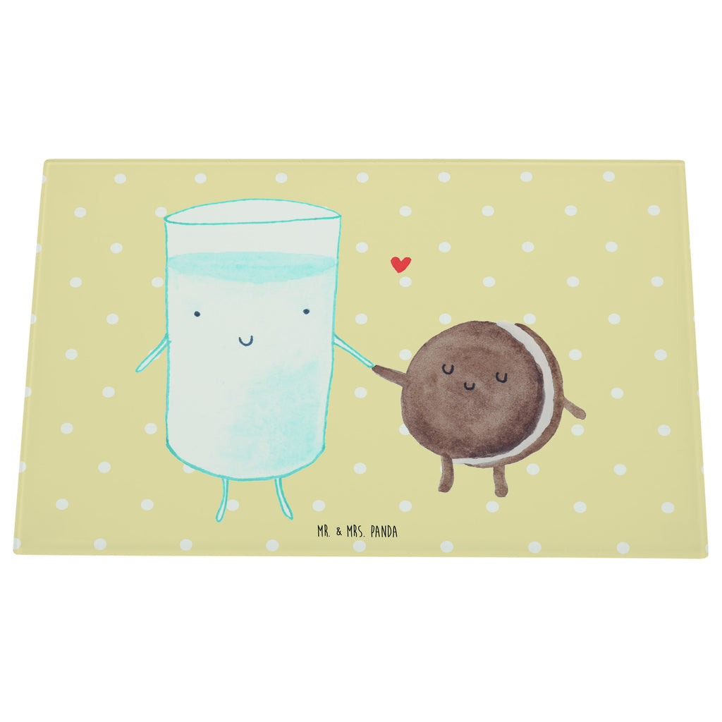Medium Glas Schneidbrett Milch & Keks Glasschneidebrett, Schneidebrett, Tiermotive, Gute Laune, lustige Sprüche, Tiere, Milk, Cookie, Milch, Keks, Kekse, Kaffee, Einladung Frühstück, Motiv süß, romantisch, perfektes Paar