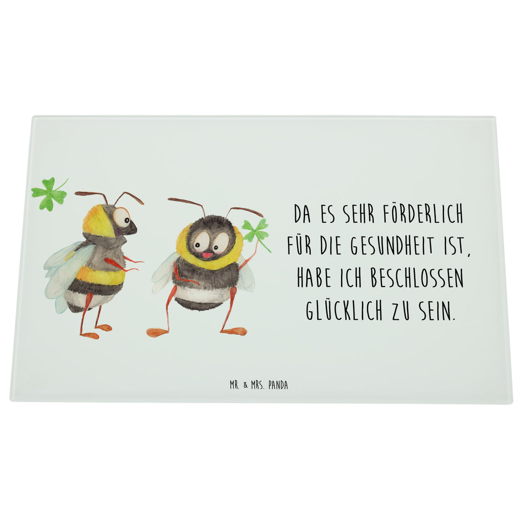 Medium Glas Schneidbrett Hummeln mit Kleeblatt Glasschneidebrett, Schneidebrett, Tiermotive, Gute Laune, lustige Sprüche, Tiere, Hummel, Biene, Spruch positiv, Biene Deko, Spruch schön, glücklich sein, glücklich werden, Spruch fröhlich