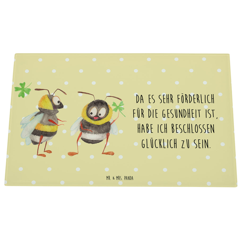 Medium Glas Schneidbrett Hummeln mit Kleeblatt Glasschneidebrett, Schneidebrett, Tiermotive, Gute Laune, lustige Sprüche, Tiere, Hummel, Biene, Spruch positiv, Biene Deko, Spruch schön, glücklich sein, glücklich werden, Spruch fröhlich