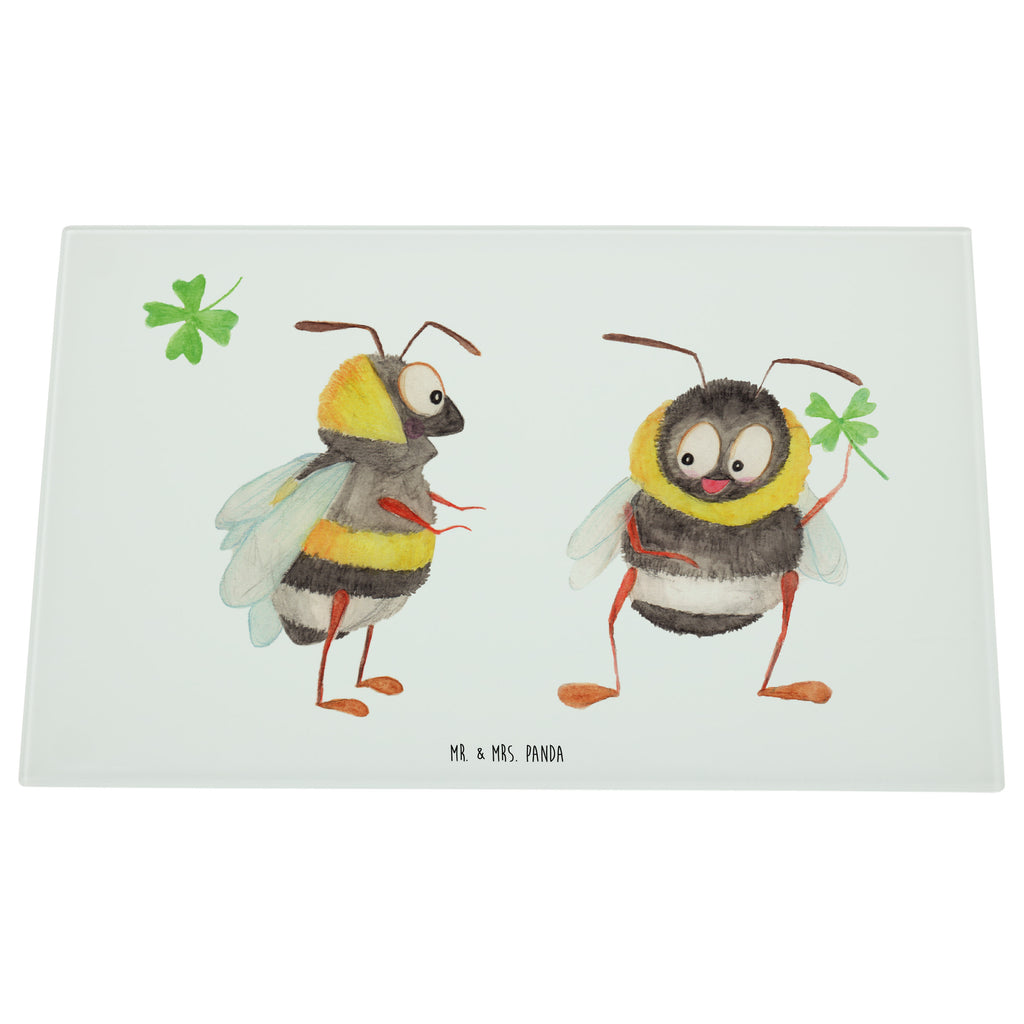 Medium Glas Schneidbrett Hummeln mit Kleeblatt Glasschneidebrett, Schneidebrett, Tiermotive, Gute Laune, lustige Sprüche, Tiere, Hummel, Biene, Spruch positiv, Biene Deko, Spruch schön, glücklich sein, glücklich werden, Spruch fröhlich