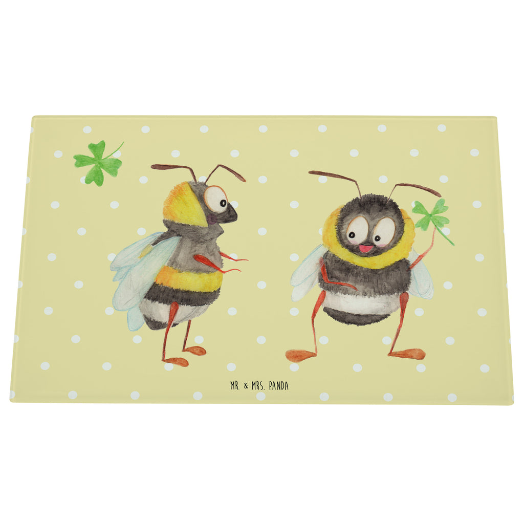 Medium Glas Schneidbrett Hummeln mit Kleeblatt Glasschneidebrett, Schneidebrett, Tiermotive, Gute Laune, lustige Sprüche, Tiere, Hummel, Biene, Spruch positiv, Biene Deko, Spruch schön, glücklich sein, glücklich werden, Spruch fröhlich