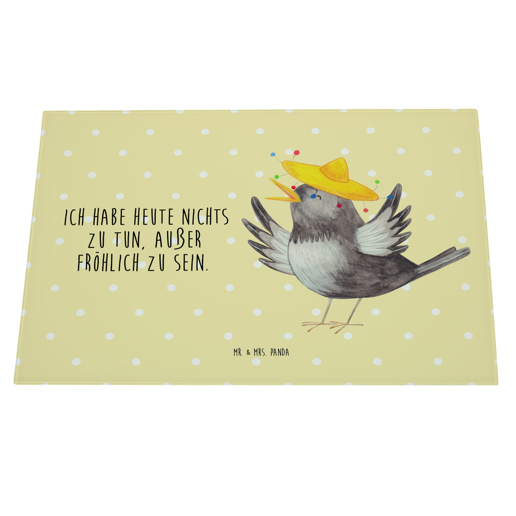 XL Glas Schneidbrett Rabe mit Sombrero Glasschneidebrett, Schneidebrett, Frühstücksbrett, Küche, Tiermotive, Gute Laune, lustige Sprüche, Tiere, Rabe, Vogel, Vögel, Spruch positiv, fröhlich sein, glücklich sein, Glück Spruch, froh, Elster, Motivation