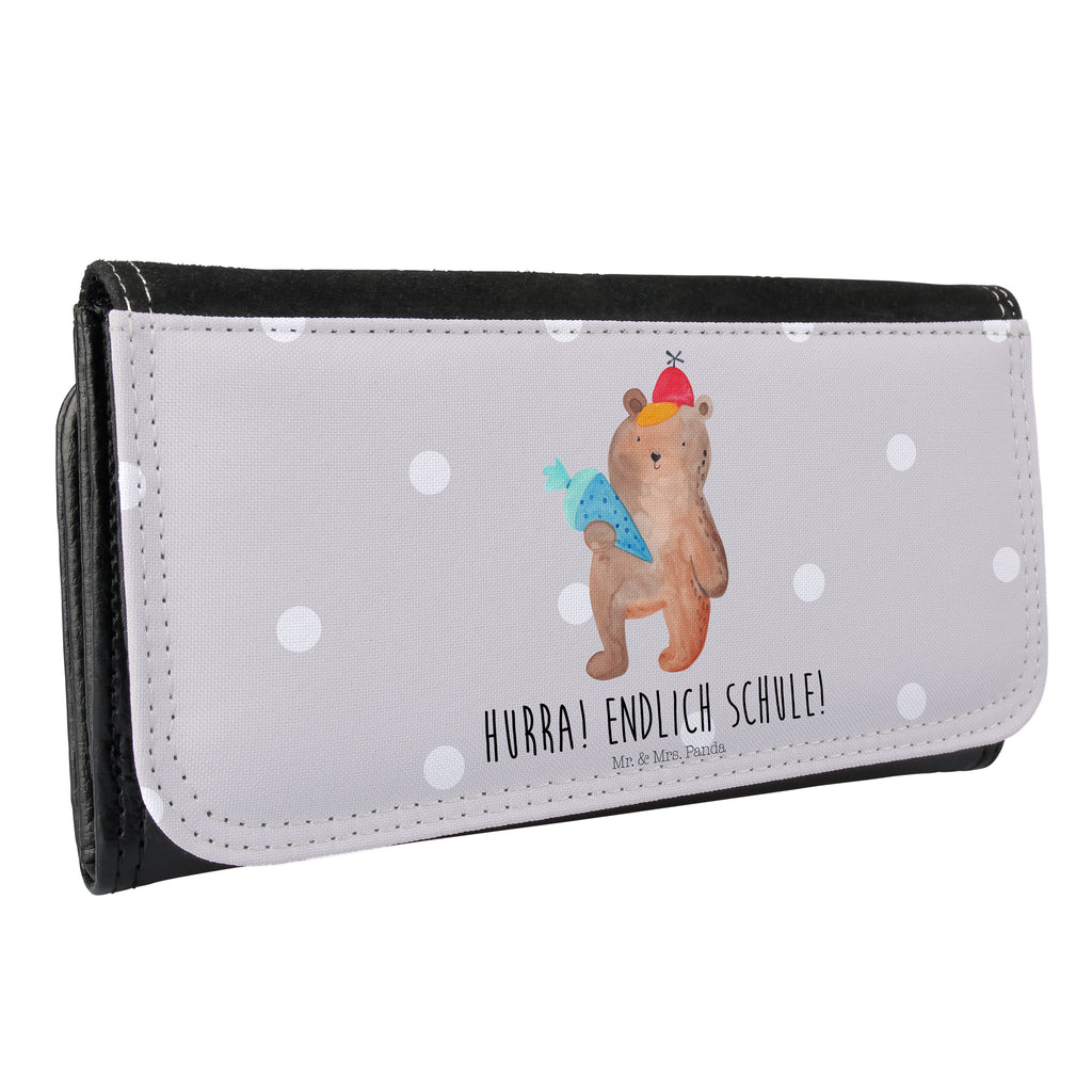 Damen Portemonnaie Bär mit Schultüte Portemonnaie, Portemonee, Geldbörse, Damen, Groß, XXL, Geldbeutel, Portemonnaies, Bär, Teddy, Teddybär, Bär Motiv, Schultüte, Erster Schultag Geschenk, Einschulung Geschenk, Schule Geschenk, Grundschule, Schulanfang, Schulbeginn