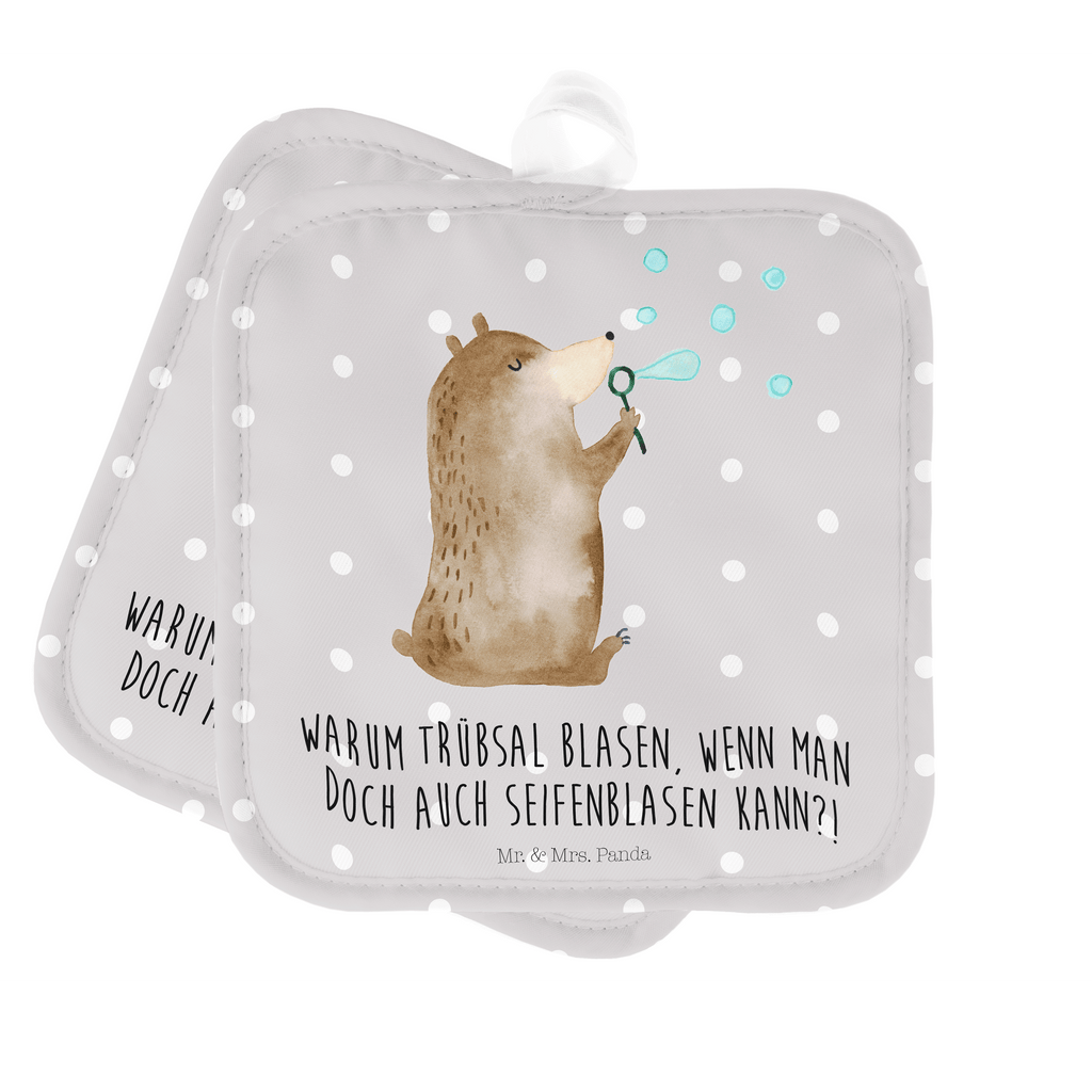 2er Set Topflappen  Bär Seifenblasen Topflappen, Topfuntersetzer, Ofenhandschuh, Topflappen Set, Topflappen lustig, Topflappen mit Spruch, Bär, Teddy, Teddybär, Seifenblasen Bär Lustig Sein Glücklich Traurig Happy