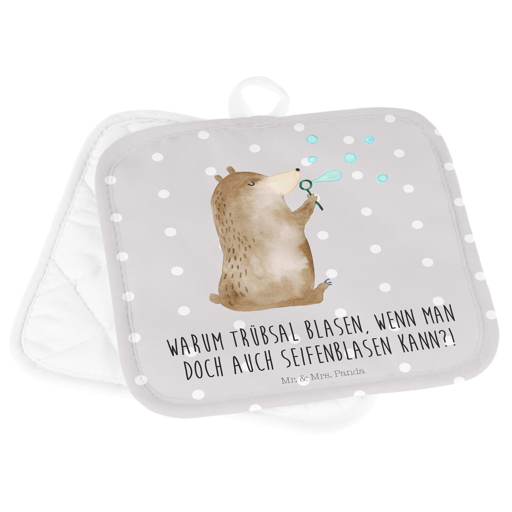 2er Set Topflappen  Bär Seifenblasen Topflappen, Topfuntersetzer, Ofenhandschuh, Topflappen Set, Topflappen lustig, Topflappen mit Spruch, Bär, Teddy, Teddybär, Seifenblasen Bär Lustig Sein Glücklich Traurig Happy