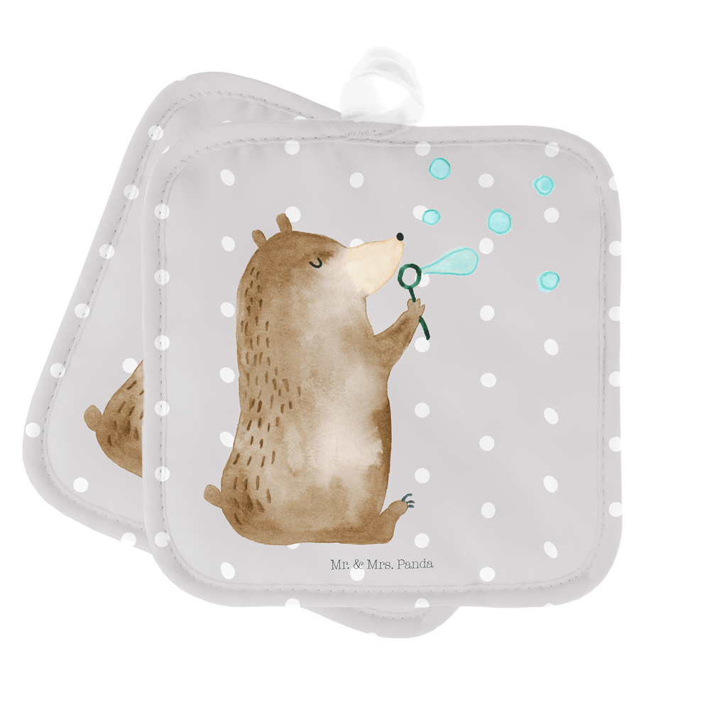 2er Set Topflappen  Bär Seifenblasen Topflappen, Topfuntersetzer, Ofenhandschuh, Topflappen Set, Topflappen lustig, Topflappen mit Spruch, Bär, Teddy, Teddybär, Seifenblasen Bär Lustig Sein Glücklich Traurig Happy
