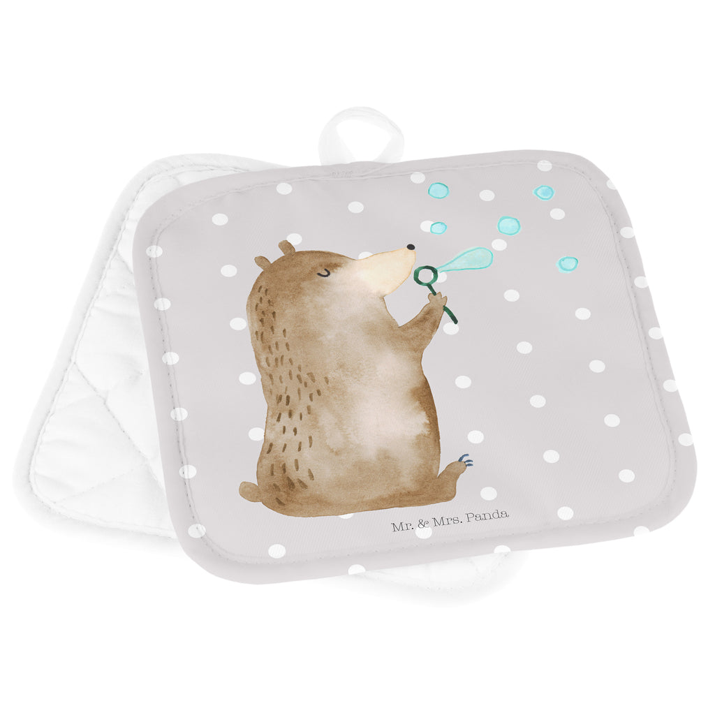 2er Set Topflappen  Bär Seifenblasen Topflappen, Topfuntersetzer, Ofenhandschuh, Topflappen Set, Topflappen lustig, Topflappen mit Spruch, Bär, Teddy, Teddybär, Seifenblasen Bär Lustig Sein Glücklich Traurig Happy