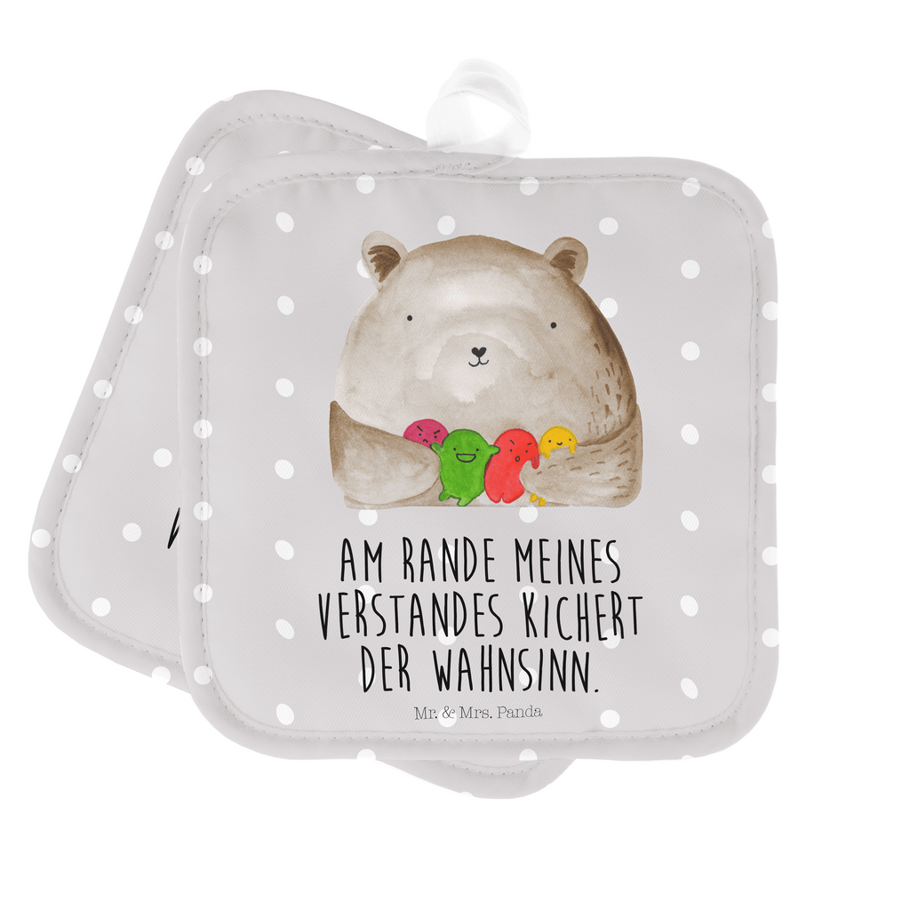 2er Set Topflappen  Bär Gefühl Topflappen, Topfuntersetzer, Ofenhandschuh, Topflappen Set, Topflappen lustig, Topflappen mit Spruch, Bär, Teddy, Teddybär, Wahnsinn, Verrückt, Durchgedreht