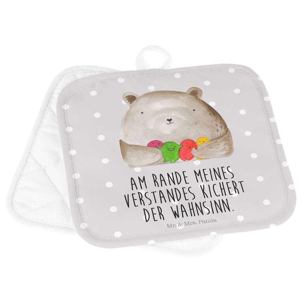 2er Set Topflappen  Bär Gefühl Topflappen, Topfuntersetzer, Ofenhandschuh, Topflappen Set, Topflappen lustig, Topflappen mit Spruch, Bär, Teddy, Teddybär, Wahnsinn, Verrückt, Durchgedreht