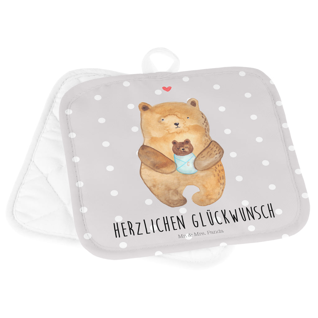 2er Set Topflappen  Bär mit Baby Topflappen, Topfuntersetzer, Ofenhandschuh, Topflappen Set, Topflappen lustig, Topflappen mit Spruch, Bär, Teddy, Teddybär, Eltern, Mutter, Baby, Taufe, Geburt, Nichte, Neffe, Enkel, Enkelin, Täufling, Geburtstag, Glückwunsch