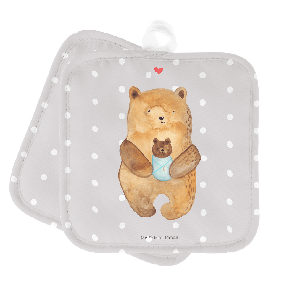 2er Set Topflappen  Bär mit Baby Topflappen, Topfuntersetzer, Ofenhandschuh, Topflappen Set, Topflappen lustig, Topflappen mit Spruch, Bär, Teddy, Teddybär, Eltern, Mutter, Baby, Taufe, Geburt, Nichte, Neffe, Enkel, Enkelin, Täufling, Geburtstag, Glückwunsch