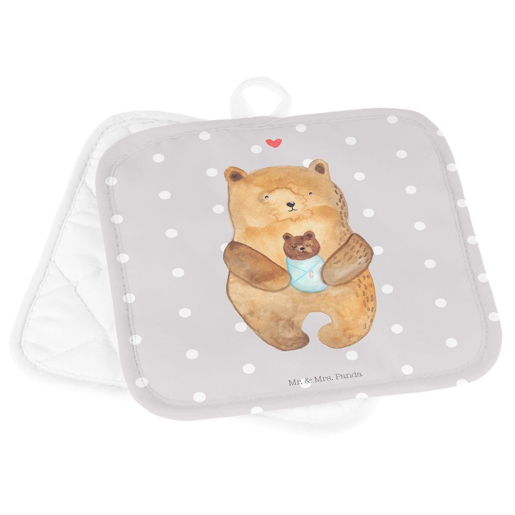 2er Set Topflappen  Bär mit Baby Topflappen, Topfuntersetzer, Ofenhandschuh, Topflappen Set, Topflappen lustig, Topflappen mit Spruch, Bär, Teddy, Teddybär, Eltern, Mutter, Baby, Taufe, Geburt, Nichte, Neffe, Enkel, Enkelin, Täufling, Geburtstag, Glückwunsch