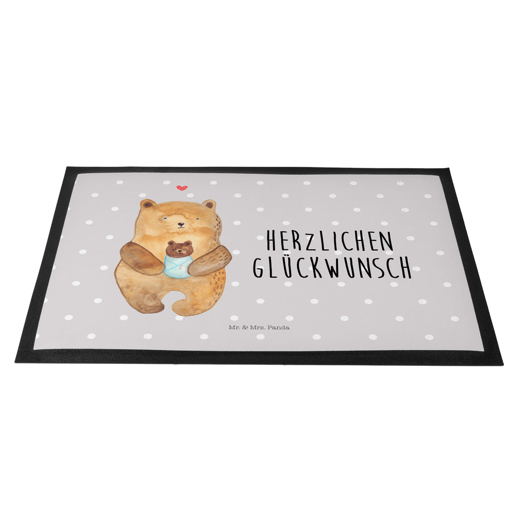 Fußmatte Bär mit Baby Türvorleger, Schmutzmatte, Fußabtreter, Matte, Schmutzfänger, Fußabstreifer, Schmutzfangmatte, Türmatte, Motivfußmatte, Haustürmatte, Vorleger, Bär, Teddy, Teddybär, Eltern, Mutter, Baby, Taufe, Geburt, Nichte, Neffe, Enkel, Enkelin, Täufling, Geburtstag, Glückwunsch