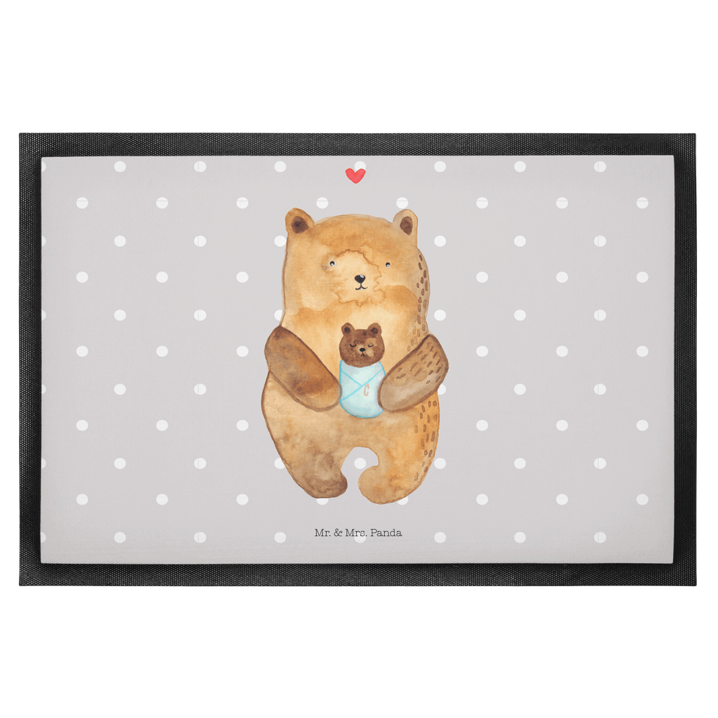 Fußmatte Bär mit Baby Türvorleger, Schmutzmatte, Fußabtreter, Matte, Schmutzfänger, Fußabstreifer, Schmutzfangmatte, Türmatte, Motivfußmatte, Haustürmatte, Vorleger, Bär, Teddy, Teddybär, Eltern, Mutter, Baby, Taufe, Geburt, Nichte, Neffe, Enkel, Enkelin, Täufling, Geburtstag, Glückwunsch