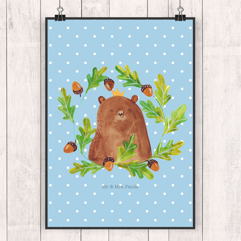 Poster Bär König Poster, Wandposter, Bild, Wanddeko, Küchenposter, Kinderposter, Wanddeko Bild, Raumdekoration, Wanddekoration, Handgemaltes Poster, Mr. & Mrs. Panda Poster, Designposter, Kunstdruck, Posterdruck, Bär, Teddy, Teddybär, Papa, Papa Bär, bester Vater, bester Papa, weltbester Papa, Vatertag, Vater, Dad, Daddy, Papi