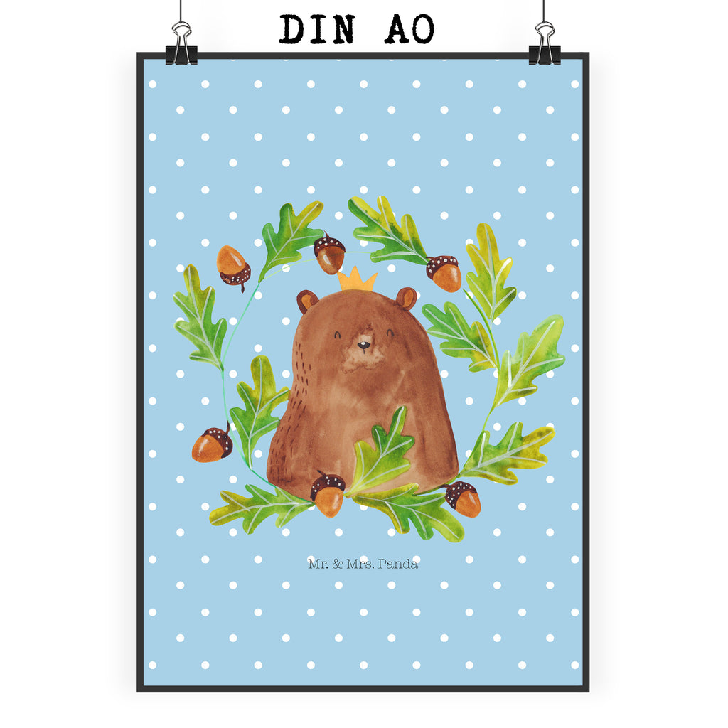 Poster Bär König Poster, Wandposter, Bild, Wanddeko, Küchenposter, Kinderposter, Wanddeko Bild, Raumdekoration, Wanddekoration, Handgemaltes Poster, Mr. & Mrs. Panda Poster, Designposter, Kunstdruck, Posterdruck, Bär, Teddy, Teddybär, Papa, Papa Bär, bester Vater, bester Papa, weltbester Papa, Vatertag, Vater, Dad, Daddy, Papi