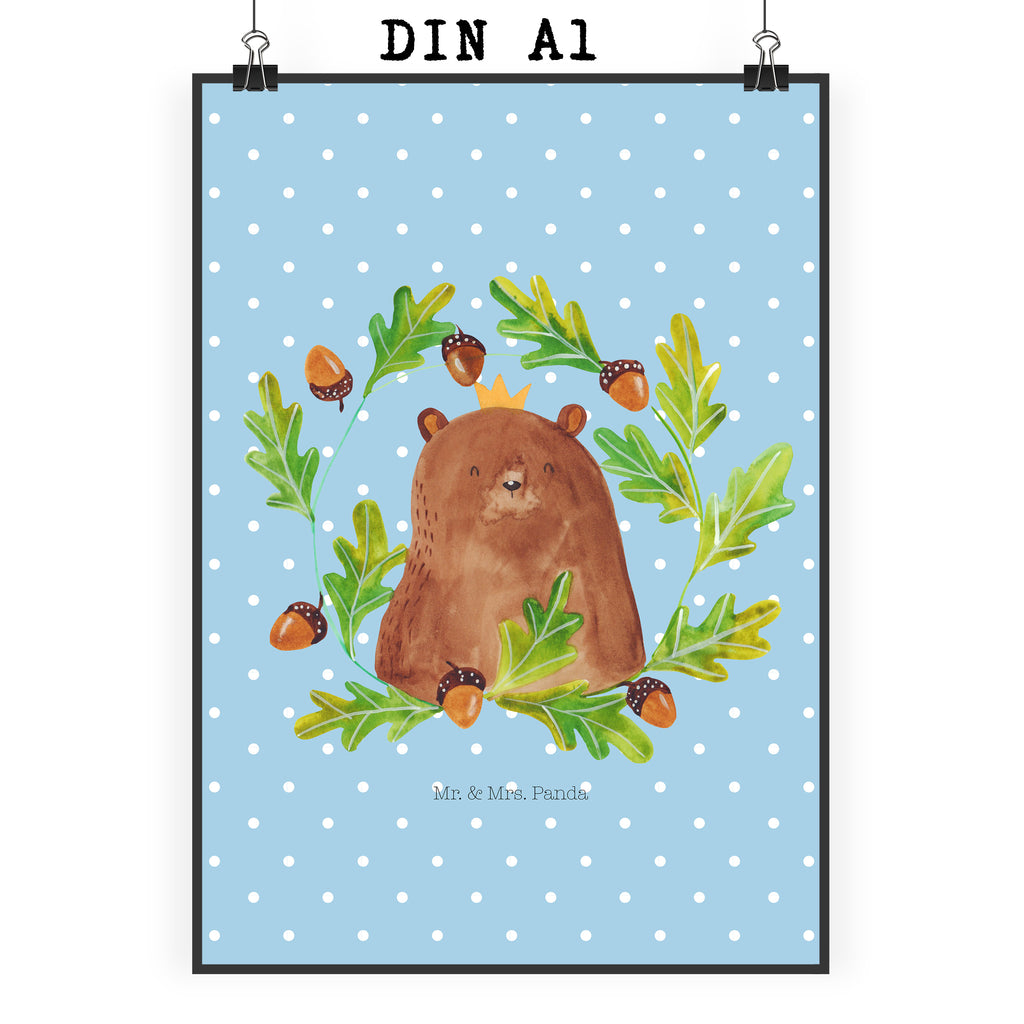 Poster Bär König Poster, Wandposter, Bild, Wanddeko, Küchenposter, Kinderposter, Wanddeko Bild, Raumdekoration, Wanddekoration, Handgemaltes Poster, Mr. & Mrs. Panda Poster, Designposter, Kunstdruck, Posterdruck, Bär, Teddy, Teddybär, Papa, Papa Bär, bester Vater, bester Papa, weltbester Papa, Vatertag, Vater, Dad, Daddy, Papi