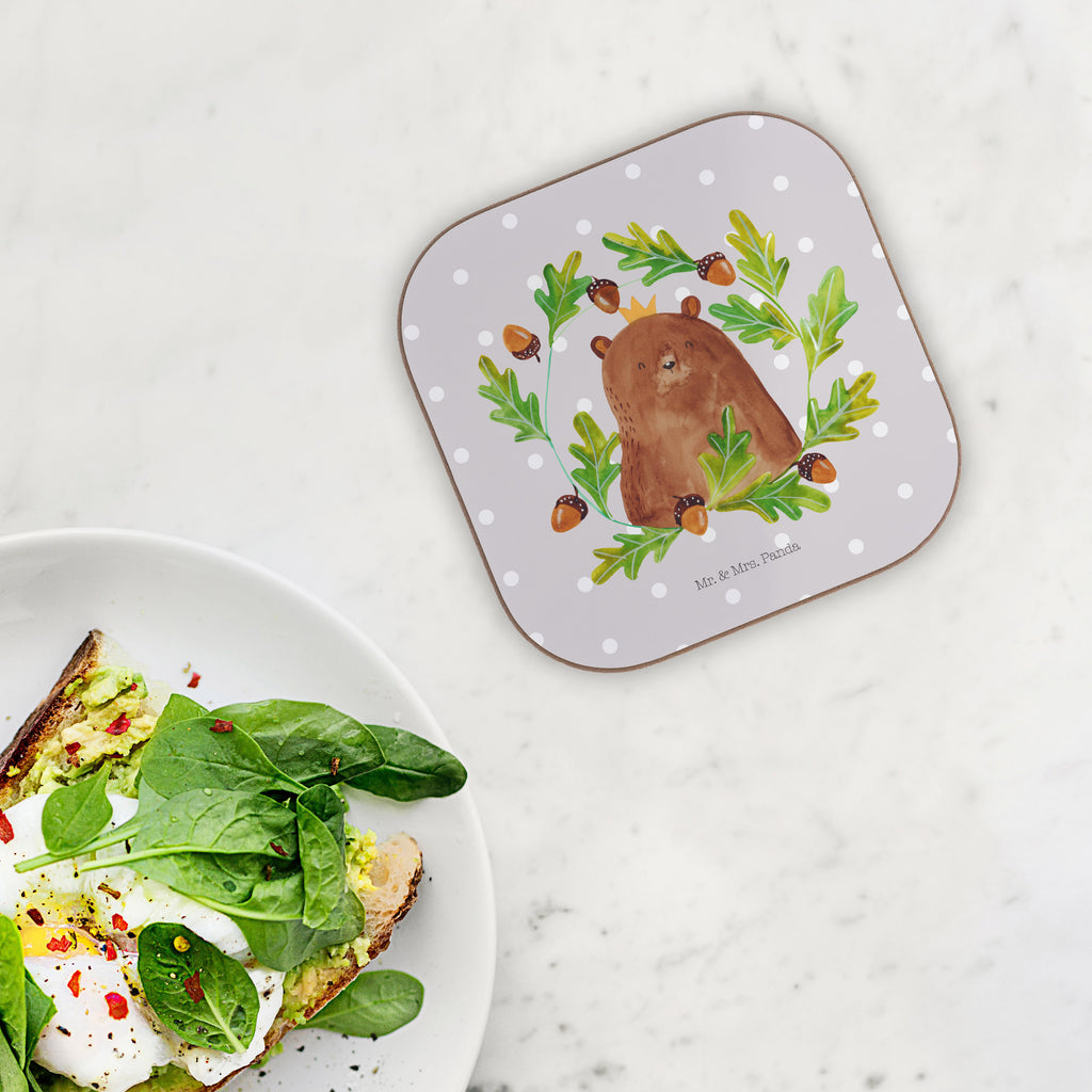 Quadratische Untersetzer Bär König Bierdeckel, Glasuntersetzer, Untersetzer Gläser, Getränkeuntersetzer, Bär, Teddy, Teddybär, Papa, Papa Bär, bester Vater, bester Papa, weltbester Papa, Vatertag, Vater, Dad, Daddy, Papi