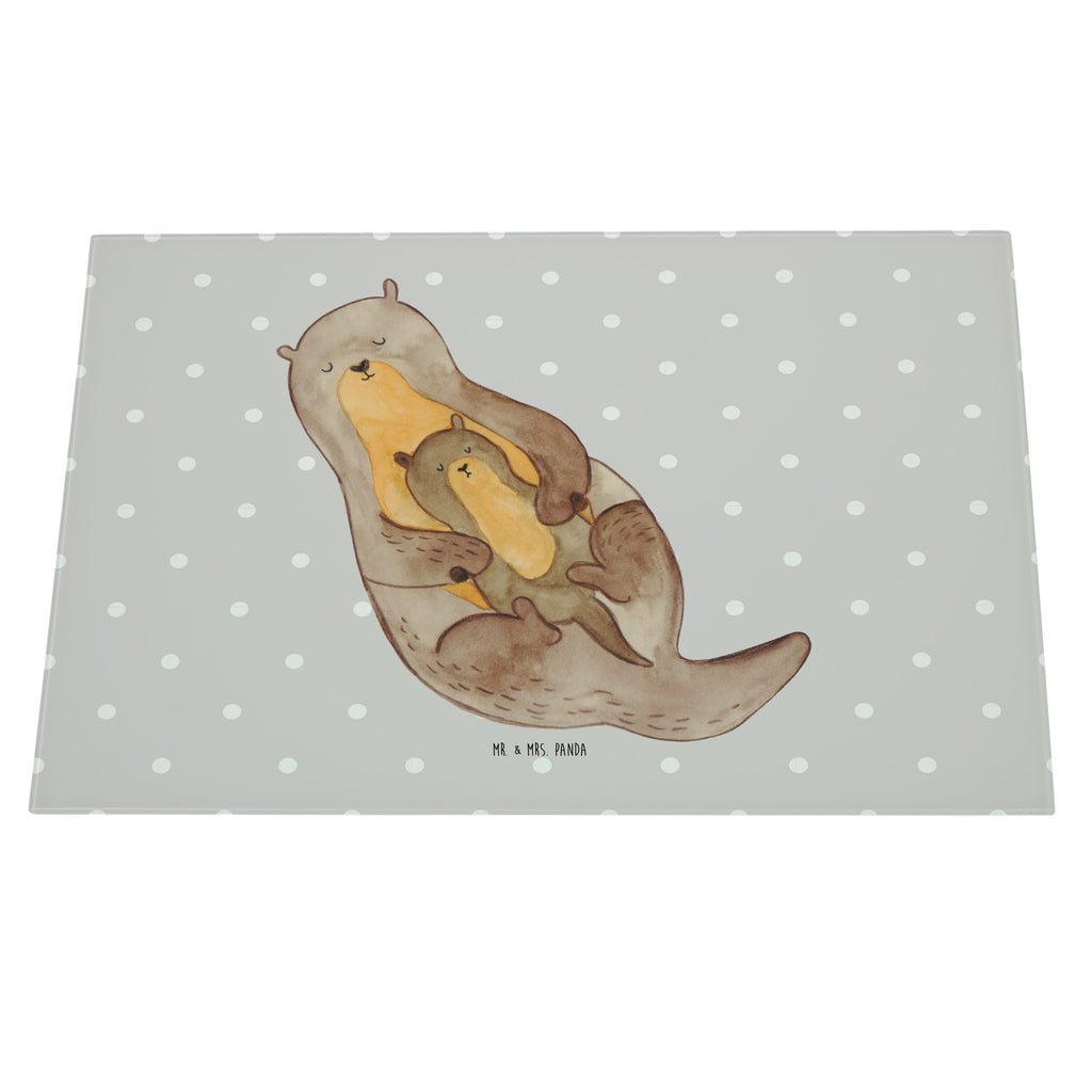 XL Glas Schneidbrett Otter mit Kind Glasschneidebrett, Schneidebrett, Frühstücksbrett, Küche, Otter, Fischotter, Seeotter, Otter Seeotter See Otter