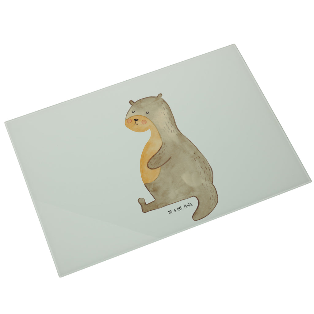 XL Glas Schneidbrett Otter Bauch Glasschneidebrett, Schneidebrett, Frühstücksbrett, Küche, Otter, Fischotter, Seeotter, Otter Seeotter See Otter