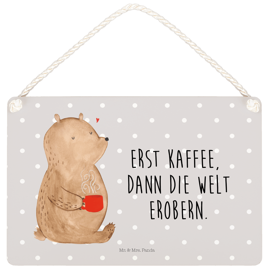 Deko Schild Bär Kaffee Dekoschild, Deko Schild, Schild, Tür Schild, Türschild, Holzschild, Wandschild, Wanddeko, Bär, Teddy, Teddybär, Kaffee, Coffee, Bären, guten Morgen, Morgenroutine, Welt erobern, Welt retten, Motivation