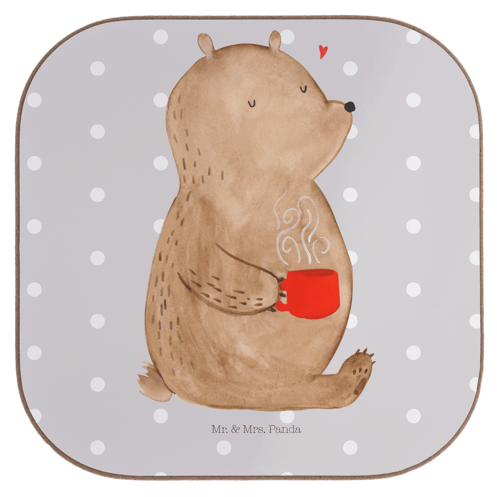 Quadratische Untersetzer Bär Kaffee Bierdeckel, Glasuntersetzer, Untersetzer Gläser, Getränkeuntersetzer, Bär, Teddy, Teddybär, Kaffee, Coffee, Bären, guten Morgen, Morgenroutine, Welt erobern, Welt retten, Motivation